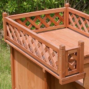 <span class=keywords><strong>Casa</strong></span> Elevada para Perros <span class=keywords><strong>de</strong></span> Madera con Balcón y Escalera para Uso en Exteriores, para Mascotas Pequeñas y Medianas - Product Image 3
