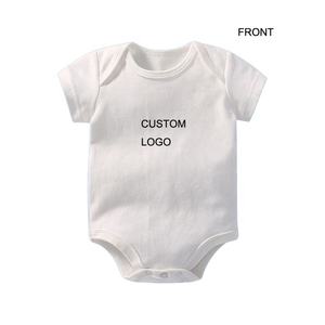 Baju Bayi Laki-laki Organik Katun Polos Warna Solid Lengan Pendek Kustom untuk Musim Panas, Romper Rajut 0-12 Bulan - Product Image 4