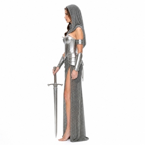 Conjunto de armadura medieval de malla de acero para mujer, disfraz retro de caballero para cosplay, Halloween, actuación en escenario - Product Image 2