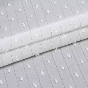 China profession eller Lieferant leichter gewebter Polyester weißer Punkt Dobby Stoff für Kleid