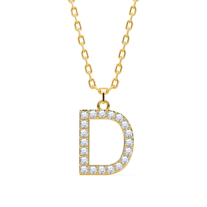 Colgante de Letra Mayúscula Personalizado de Moda con Diamante VVS VS EF Cultivado en Laboratorio de Primera Calidad en Plata de Ley 925 con Acabado en Oro - Product Image 5
