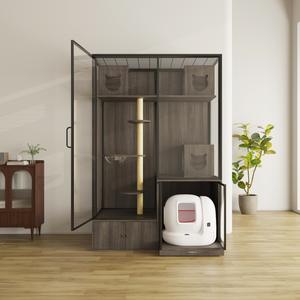 Großer Luxus-Katzenkäfig mit Glasbalkon, Haustier-Zimmer für den Innenbereich, Schutzhütte, Schrank, Haus, Villa, Platz, Katzennest, im Karton verpackt - Product Image 4