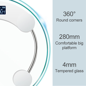 Cân kỹ thuật số cho trọng lượng cơ thể quy mô phòng tắm với màn hình LCD rõ ràng đo độ chính xác cao 0.1kg/tối đa 180kg kính cường lực - Product Image 3