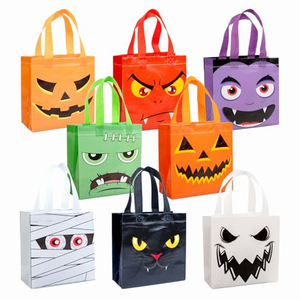 Bolsas de Compras Reutilizables Ecológicas Personalizadas para Halloween, de Tela No Tejida, Termoselladas, con Cierre de Cremallera, Diseño de Calabaza, Fantasma, Gato, Momia, Zombi - Product Image 1