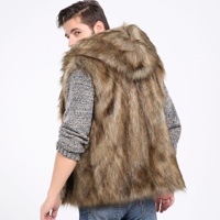 Gilet en fausse fourrure de renard pour homme, style britannique, veste sans manches de luxe, chaud pour l'hiver, col en V, gilet moelleux et duveteux, vêtement d'extérieur pour homme