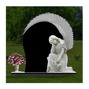 Statua Tradizionale <span class=keywords><strong>di</strong></span> <span class=keywords><strong>Angelo</strong></span> Piangente con <span class=keywords><strong>Ali</strong></span> in Marmo Bianco per Esterni, Scultura in <span class=keywords><strong>Pietra</strong></span> per Lapidi Cimiteriali - Product Image 6
