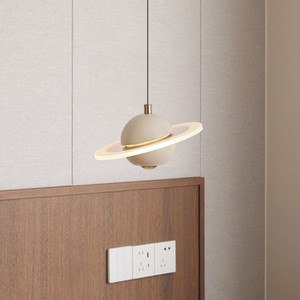 Lampe suspendue de style Saturne, ronde, E27, lampe à économie d'énergie, commande par interrupteur, pour chambre à coucher, salon - Product Image 4