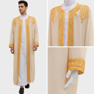 ثوب عربي إسلامي سعودي قطري الأكثر مبيعًا لعام <span class=keywords><strong>2026</strong></span>، جبة مطرزة بالذهب بأكمام طويلة وتصميم طويل للرجال M133 - Product Image 5