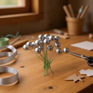 ILAN Bayas de Acebo Plateadas 78mm 16 Piezas Bolas Decorativas para Manualidades - Product Image 3