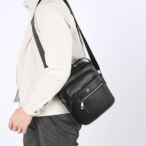 Sac à bandoulière pour homme en PU de haute qualité, personnalisé, pour les voyages d'affaires, le travail, la mode, avec logo géométrique, pour un usage quotidien - Product Image 5