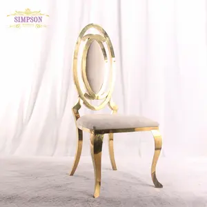 Chaise de mariage moderne à dossier haut en velours d'acier chaises de salle à manger grises et dorées mariage d'hôtel