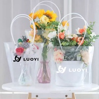 PP Transparent trapézoïdal étanche sac point PVC fleur Rose sac Bouquet matériel fleuriste fournitures