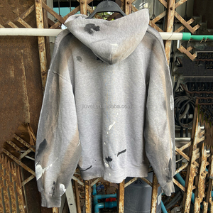 Felpe con Cappuccio Oversize da Uomo in French Terry con Effetto <span class=keywords><strong>Schizzi</strong></span> <span class=keywords><strong>di</strong></span> Vernice e Lavaggio Vintage, Produttore OEM <span class=keywords><strong>di</strong></span> Abbigliamento Streetwear - Product Image 4