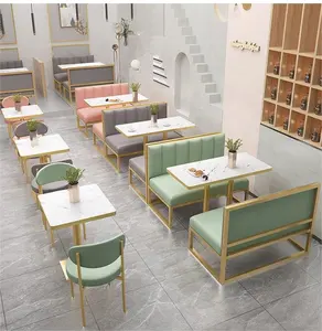 Furnitur Komersial Kursi Dapat Ditumpuk dan Meja Makan Cocok untuk Mebel Kafe Restoran Kursi Sofa Booth