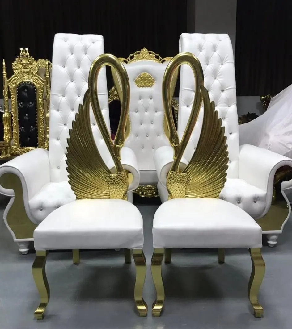 Royal Luxury Party สูง Swan Love ที่นั่ง King และ Queen เก้าอี้บัลลังก์