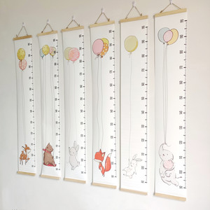 Règle de croissance murale en bois pour enfants, avec cadre en bois et toile en tissu, pour mesurer la taille des enfants - Product Image 3