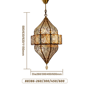 Lustre suspendu en fer orné de style arabe islamique de luxe avec éclairage LED pour <span class=keywords><strong>villa</strong></span>, couloir, restaurant - Product Image 3