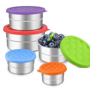 Stainless Steel Food <strong>Container</strong> 5PCS <strong>Stackable</strong> Leakproof Lunch Box Snack Cup Bento Salad Bowl Kids Home Travel Eco Safe 90-900ML - Product Image 1