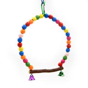 Balancelle colorée en bois pour oiseaux avec clochettes, jouet à mâcher durable pour perroquet, calopsitte, perruche, jouet d'intérieur - Product Image 1