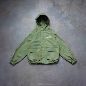Chaqueta de Nailon Personalizada, Chaqueta con Capucha Ligera de Gran Tamaño, Chaqueta a Cuadros Vintage, Chaqueta Cortavientos Impermeable para Hombre - Product Image 2