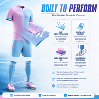 Maillot de football personnalisé rose et bleu Elite avec maille dégradée, uniforme de football professionnel pour l'entraînement et les matchs des équipes de club