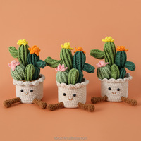 Décoration de bureau à domicile : Plante succulente artificielle en pot, crochetée, verte, faite à la main, en tricot, cactus en pot