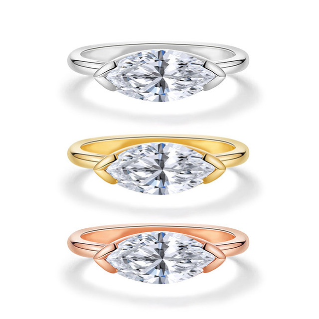 Starsgem 9K 10K 14K 18K White Yellow Rose Gold 5*10mm DEF VVS1 Marquise Cut Moissanite Rings