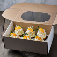 Boîte à friandises personnalisée à 9 compartiments avec fenêtre transparente, emballage de boulangerie en carton de luxe pour gâteau, beignets, cupcakes, macarons, croissants