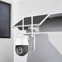 Caméra de surveillance de sécurité IP extérieure sans fil à énergie solaire PTZ 4G V380 Pro à double objectif