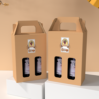 Caja de Cartón Corrugado Kraft para Cerveza y Vino, Portátil, Personalizada con Impresión, Venta al Por Mayor
