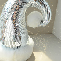 Новогодняя шапка-диско-шар Chuang De Silver Red Foam + Glass - Прямые поставки с фабрики, сверкающее украшение Санты для елки, вечеринки, домашнего декора