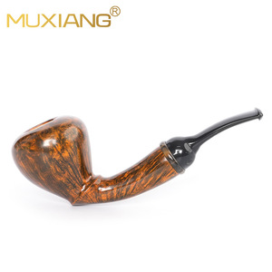 Muxiang Briarwood Smoking Pipe Bent Type Gold Glossy Acorn Bucket 3mm Filter Tobacco Pipe For Men - Product Image 1