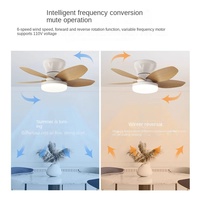 Ventilateur de plafond moderne en métal avec pales en forme de feuille pour enfants, moteur AC, 42/48 pouces, LED, pour salle de bain, télécommande, 6 vitesses, 5 pales, intensité variable