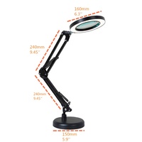Lampe de table loupe noire, vente en gros, LED loupe de table, bras réglable lampe loupe noire
