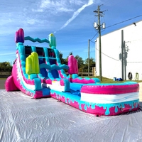 Château gonflable commercial en PVC pour enfants et adultes, avec toboggan aquatique, disponible en stock