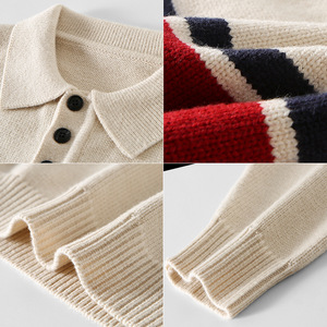 <span class=keywords><strong>Pull</strong></span> d'hiver pour garçons 2025 Nouveau 100% coton Col rond Bouton <span class=keywords><strong>Pull</strong></span> Anti-boulochage Vêtements pour grands enfants Motif lettre Tricoté à l'ordinateur - Product Image 4