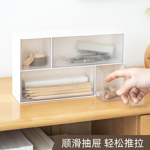 Transparent Drawer Style Stationery Storage <b>Box</b> Rectangle Office Organizer With Smooth Sliding Drawers For Desktop Use - Product Image 1