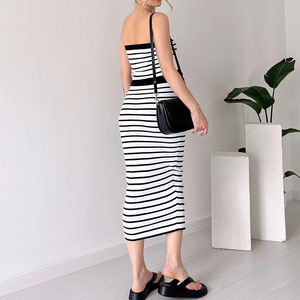 <span class=keywords><strong>Abito</strong></span> da donna senza maniche <span class=keywords><strong>in</strong></span> <span class=keywords><strong>maglia</strong></span> a righe con <span class=keywords><strong>spalle</strong></span> <span class=keywords><strong>scoperte</strong></span> <span class=keywords><strong>abito</strong></span> lungo <span class=keywords><strong>in</strong></span> <span class=keywords><strong>maglia</strong></span> da donna - Product Image 3