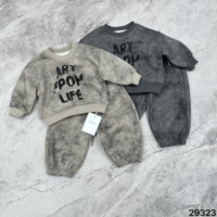 Ensemble 2 pièces en jean pour enfants (filles et garçons) : Sweat-shirt court et pantalon de jogging, survêtement 3D, tenue décontractée automne-hiver, vente en gros OEM