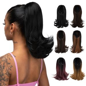 Extensions de cheveux synthétiques à cordon de serrage de 14 pouces, style queue de cheval inversée, avec filet de maintien - Product Image 2