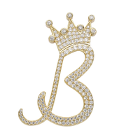 Bijoux en gros or blanc 925 argent sterling 14K plaqué or 1 rangée VVS Moissanite diamant pendentif lettre initiale cursive