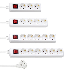 Enchufe de Extensión Eléctrico EU, <span class=keywords><strong>Regleta</strong></span> de Alimentación Múltiple, Cable de Extensión de Tres Vías con Interruptor, Adaptador de Enchufe Alemán a Israel - Product Image 3