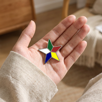 Broche étoile émaillée 5 couleurs en acier inoxydable Yiwu Aceon, symbole de la foi druzie, étoile à cinq branches multicolore, pour le Moyen-Orient