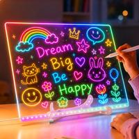 Tableau d'affichage LED lumineux en acrylique avec support, veilleuse et panneau d'affichage de messages