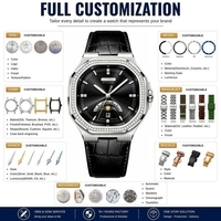 Montres mécaniques analogiques pour hommes OEM ODM avec logo personnalisé, luxe, Miyota 8205, boîtier carré de 41 mm, verre saphir, montre décontractée automatique
