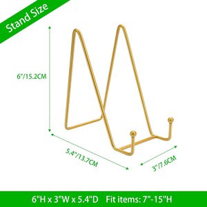 4 pièces Supports de présentation dorés de 6 pouces, chevalets à cadre métallique pour photos, œuvres d'art, assiettes décoratives, supports de rangement de table - Product Image 2