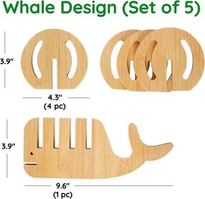 Bamboo Trivet and <b>Coaster</b> <b>Set</b> Whale Shape <b>Coaster</b> <b>Set</b> for Hot Dishes - Product Image 3