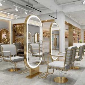 Espejo LED de Doble Cara de Lujo, Diseño Moderno, Estación de Metal para Barberías y Salones de Belleza - Product Image 1