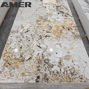 Amer fabrika fiyat yüksek parlak duvar dekoratif TV kurulu UV mermer levha PVC duvar paneli - Product Image 5