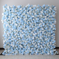 Kunstmatige blauw-witte bloemenwand voor feestdecoratie, bruiloftachtergrond, verjaardag, fotobooth, doe-het-zelf